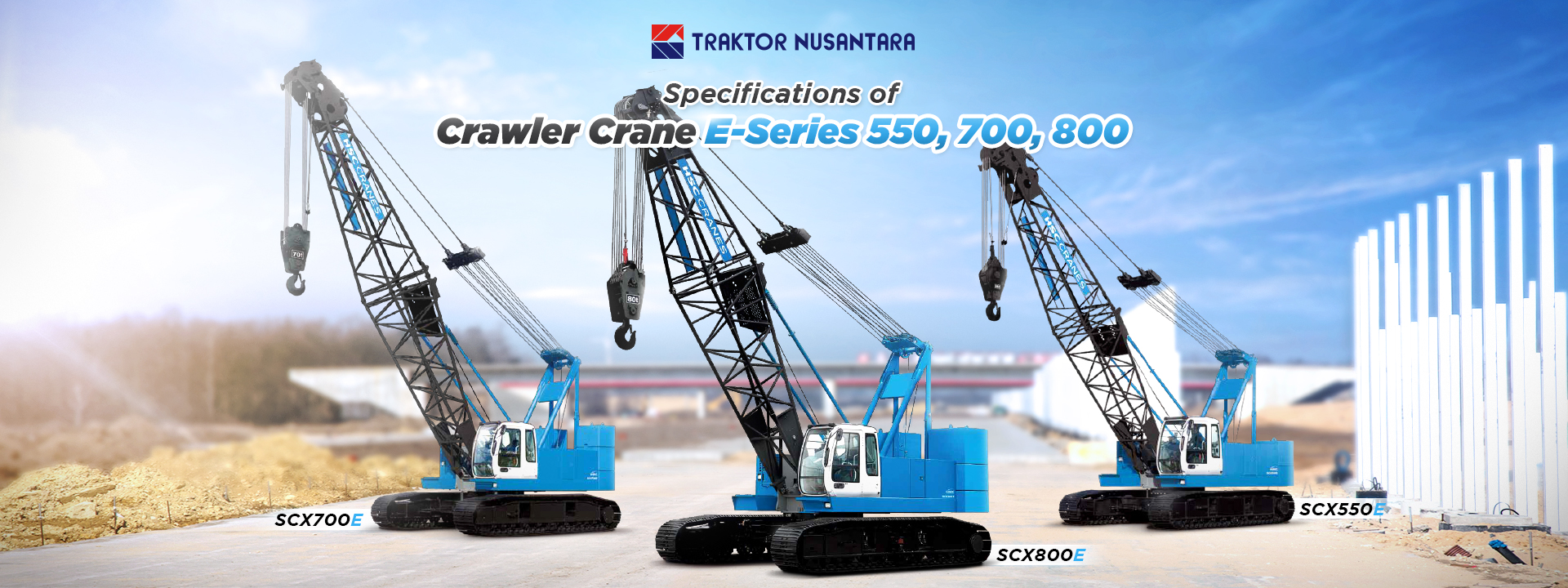 Specifications of crawler crane scx550e scx700e and scx800e